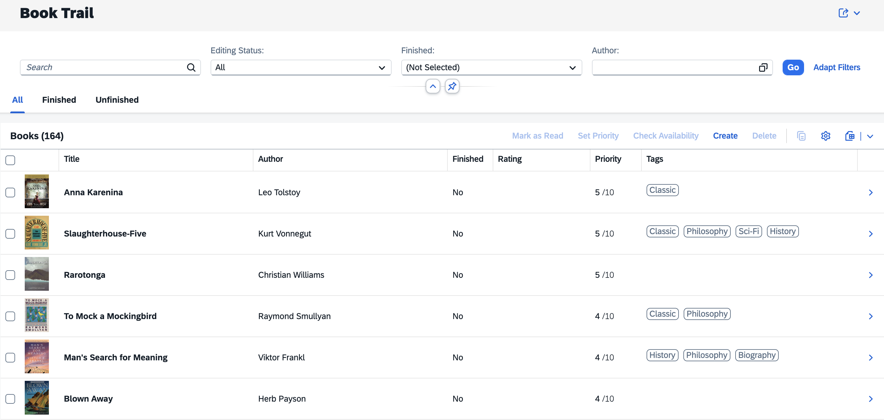 Screenshot of BookTrail